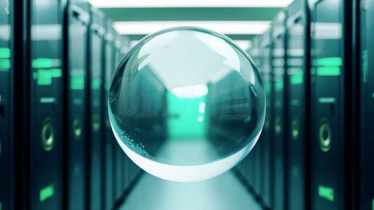 Artificial intelligence bubble set against an Nvidia server backdrop, showcasing the powerful combination of AI and GPU-based processing technology.