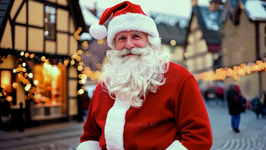 An AI-generated video featuring a festive Santa portrait surrounded by Strasbourg's Christmas decorations.