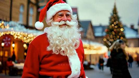 An AI-generated video of Santa Claus posing happily on Strasbourg's streets, richly decorated for the holiday season.