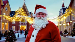 An AI-generated video featuring Santa standing next to glowing holiday lanterns, adding charm to Strasbourg�s festive streets.