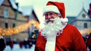 An AI-generated video showing a joyful Santa with glowing holiday lanterns, adding warmth to Strasbourg�s festive setting.