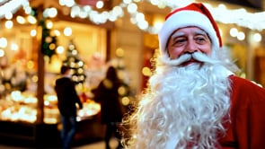 An AI-generated video capturing Santa�s face shining with joy amidst the beautiful lights of Strasbourg�s Christmas streets.