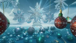 An enchanting FPV flight through a fantasy Christmas landscape, with snow-covered trees and colorful holiday lights creating a perfect winter backdrop.