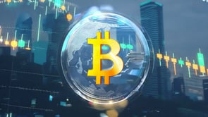 Bitcoin bubble on a Wall Street background, demonstrating its increasing importance in traditional financial markets and investment strategies.