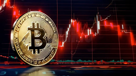 Bitcoin gold coin set against a financial chart with a green bullish trend, illustrating Bitcoin�s potential for growth and rising market interest.