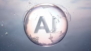 AI bubble concept with a dynamic background, illustrating the speculative growth and volatility of artificial intelligence in today's technological landscape.