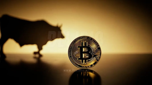 Bitcoin golden coin with a red stock chart, representing a bearish market sentiment and Bitcoin�s decline under unfavorable conditions.