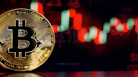 Golden Bitcoin crypto servers with a blurred green light, reflecting the speculative nature of Bitcoin�s market as influenced by mining operations.