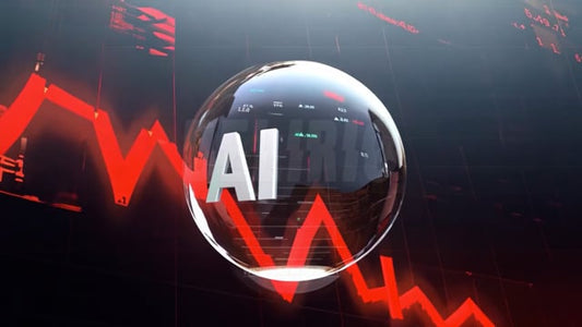 AI-focused image capturing the tension of a bear market crash with a glowing red backdrop.