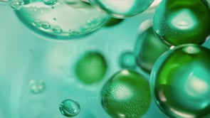 Dermatology-inspired green bubble design symbolizing renewed and revitalized skin health.