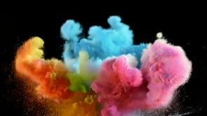 A vibrant abstract background featuring a colorful powder explosion with dramatic energy.