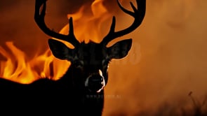 Forest fire threatening deer wildlife in the danger zone, showing how wildfires put animals and ecosystems at risk and their survival challenges.