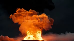 A massive fireball lights up the night sky in a vivid, high-impact explosion scene.