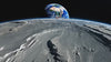 A view of planet Earth from the moon�s surface, beautifully rendered with AI technology.