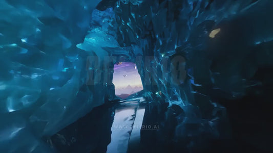 The FPV drone flies through a mysterious cave and arrives on a vibrant outer space planet, showcasing stunning cosmic scenery.