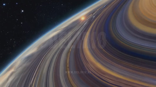 AI-generated visuals of Saturn or a similar planet, with stunning planetary rings.