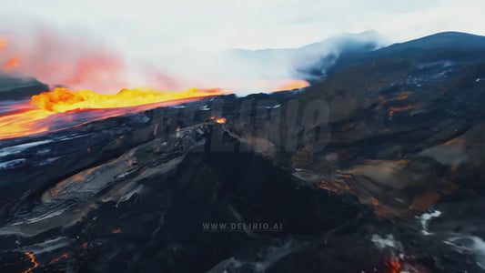 Flying above an erupting volcano